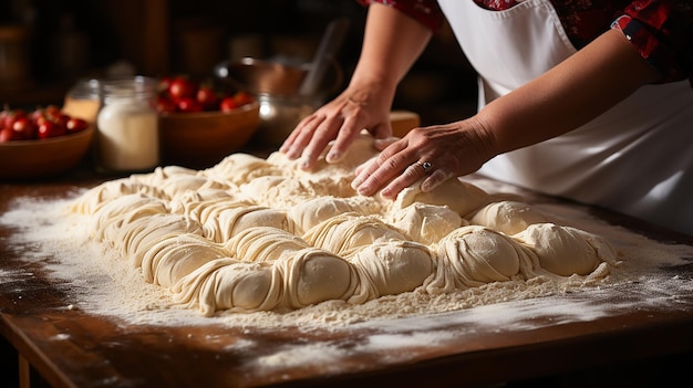 Hands Skillfully Rolling Dough for Homemade Delights