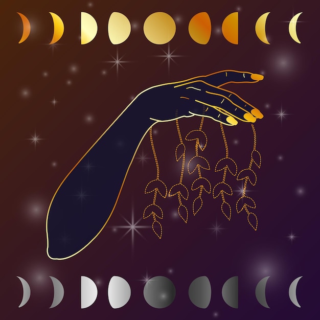 hands of sorcerer holding vines against a mystic background