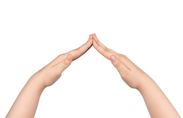 hands of a teenage girl isolate on a white background