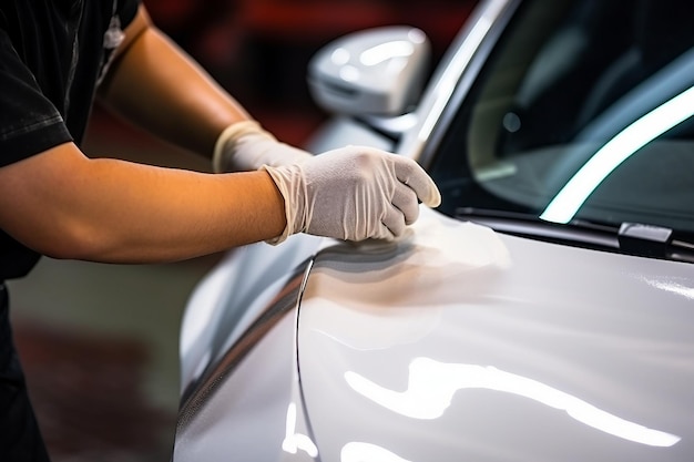 Hands Using an Orbital Polisher to Shine the Hood