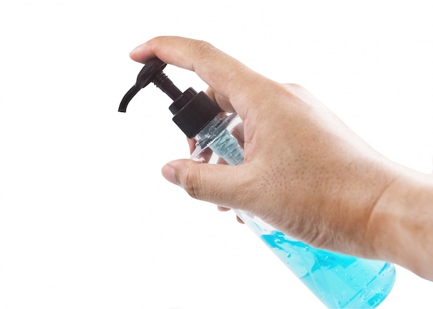 Hands using wash hand sanitizer gel