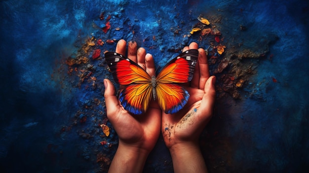 Hands with a butterfly