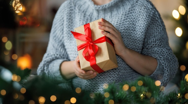 Hands with gift box