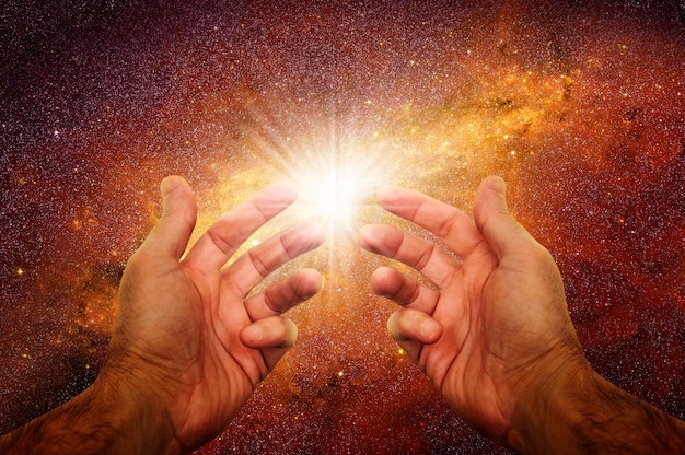 Photo hands with power rays