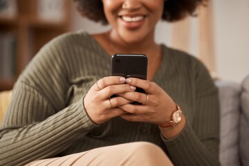 Phone, chat or hands of woman online for email communication, texting or  social media. Reading news Stock Photo by YuriArcursPeopleimages