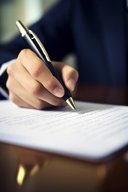 hands writing a document with a pen