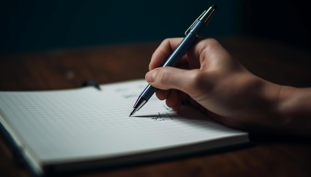 Handschrift op papier close-up van bedrijfsdocument gegenereerd door AI