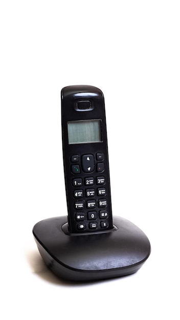 白い背景で隔離のコードレス固定電話の受話器