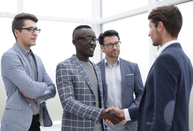 Handshake business partners at a meeting in the officethe concept of cooperation