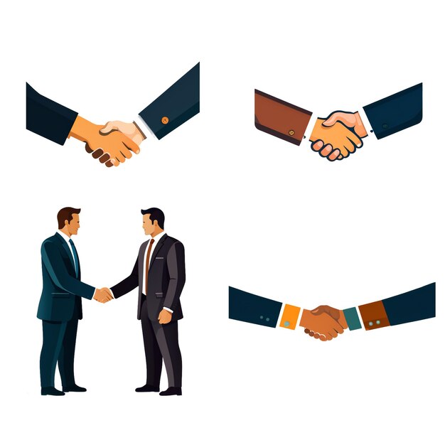 Photo handshake of business partnersflat style design