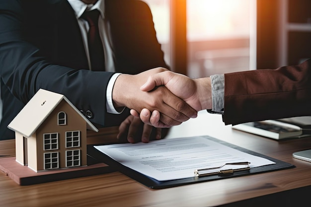 Handshake between a man and a house