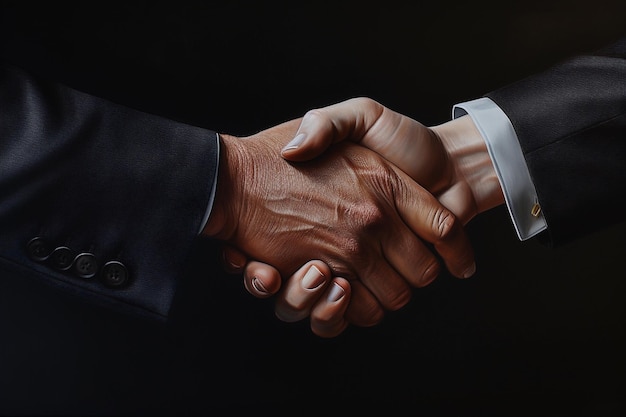 Handshake of men in jackets closeup