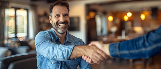 Foto handshake sigillare un nuovo contratto immobiliare concept acquisto di una casa handshake deal investimento immobiliare chiusura dell'affare