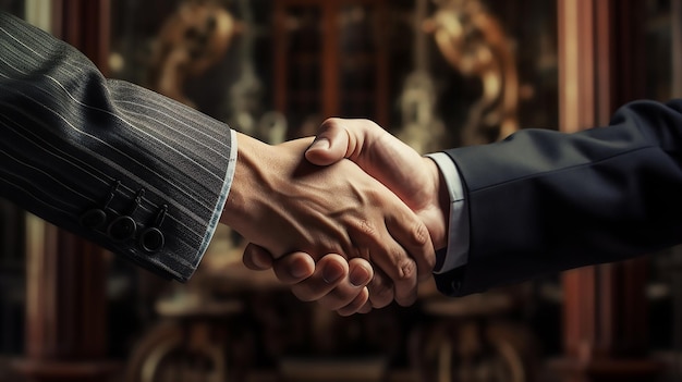 Рукопожатие между двумя бизнесменами означает успешное соглашение Генеративный ИИ