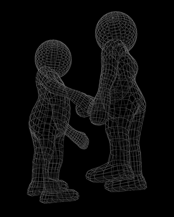 Photo handshake of two people isolated on background