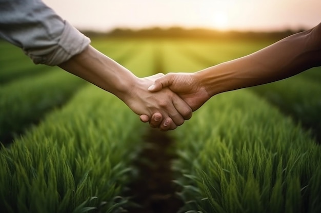 Handshake Unity and Collaboration in a Green Farm Setting Generative AI