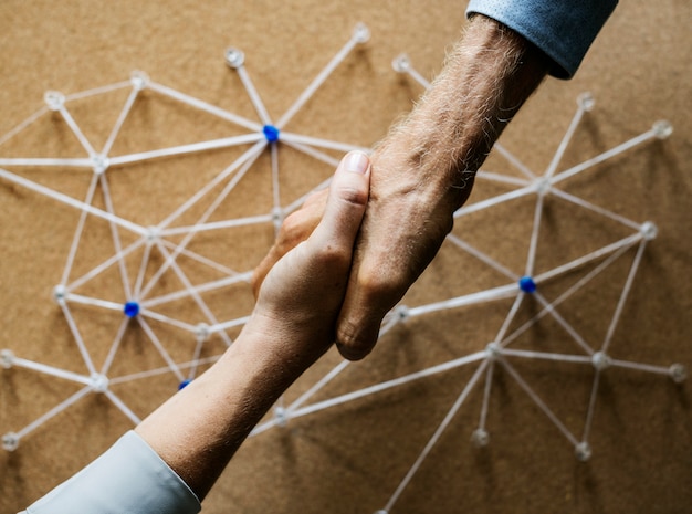 Foto handshake verbinden via netwerksimulatie