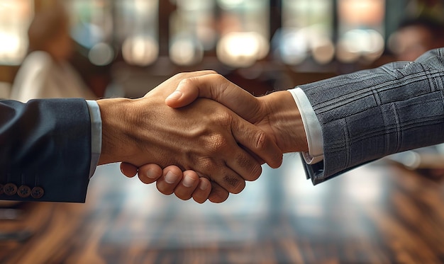 Photo handshake with a blurry background of a business man shaking hands