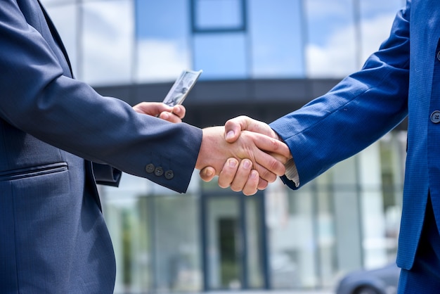 Handshakes against new business center