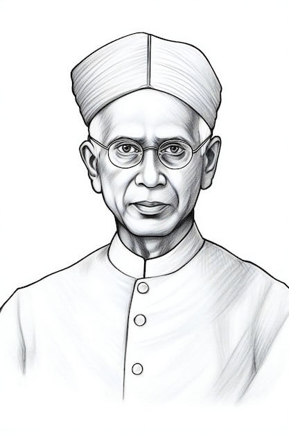 Photo handsketched portrait of dr sarvepalli radhakrishnan for teachers' day