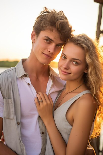 Photo a handsome 20yo man and a beautiful 20yo girl love vibe couple