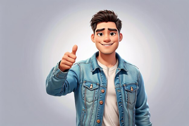 Photo a handsome adult asian man wearing denim jacket smiling