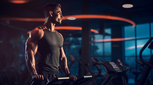 Handsome african american man working out at the gymgenerative ai