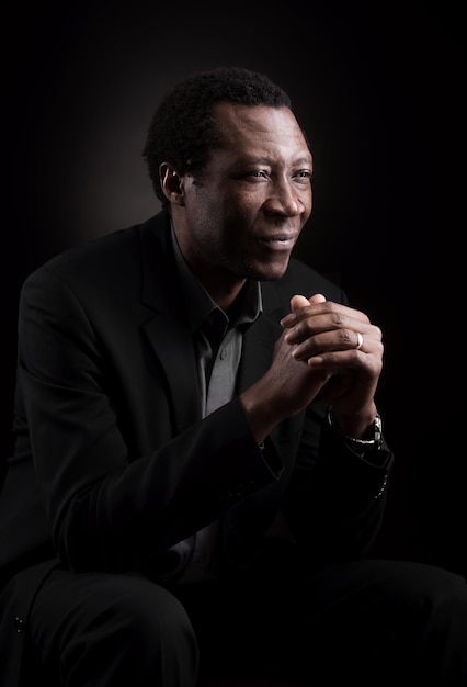 Handsome african black man studio portrait