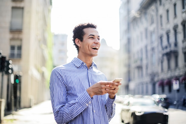 Handsome Afro guy laughing