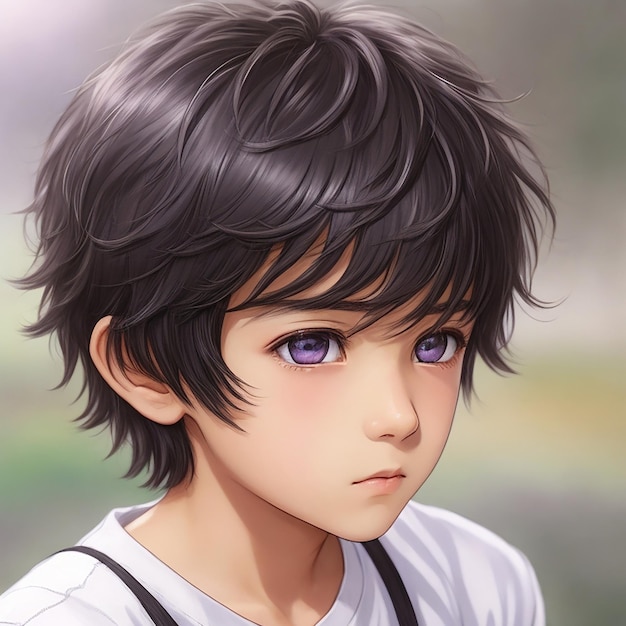 Handsome anime boy character for avatar and 2d illustration