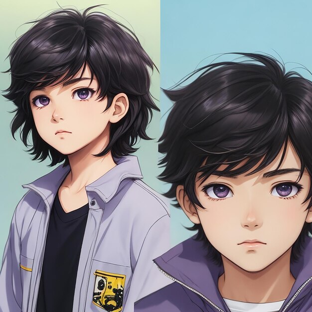 Handsome anime boy character for avatar and 2d illustration