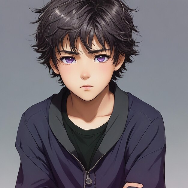 Красивый мальчик аниме персонаж для аватара и 2D иллюстрации