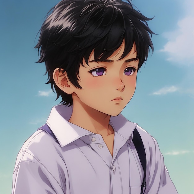 Handsome anime boy character for avatar and 2d illustration