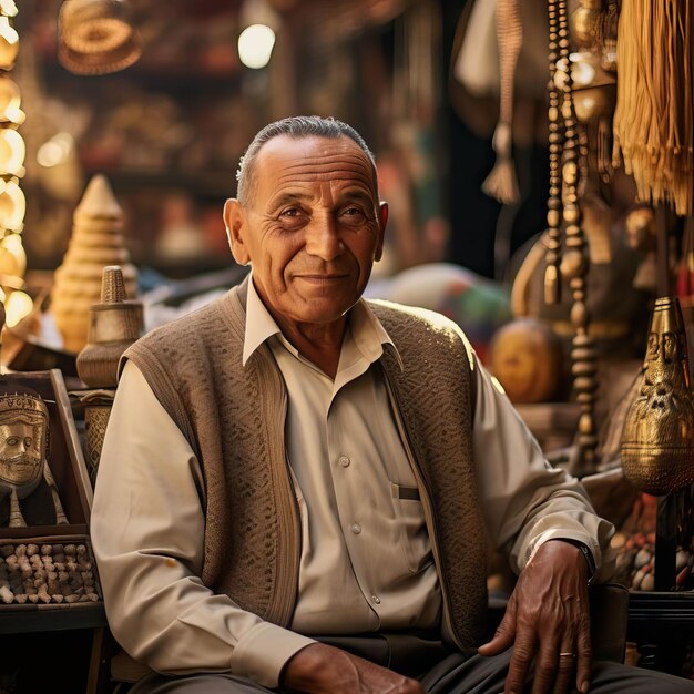 Handsome arabian trader businessman in suit with charts background