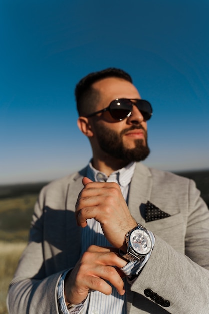 Handsome bearded arabian man in sunglasses