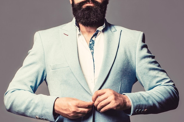 Handsome bearded businessman in classic suits Man in suit Elegant man in business suit Sexy male brutal macho hipster Male in tuxedo