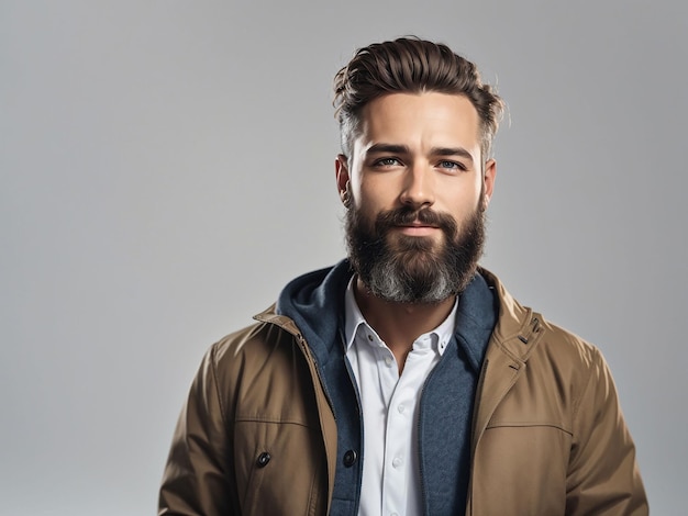 Handsome bearded businessman rubbing hands