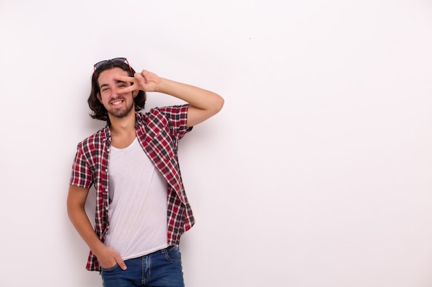 Handsome bearded man in casual clothes