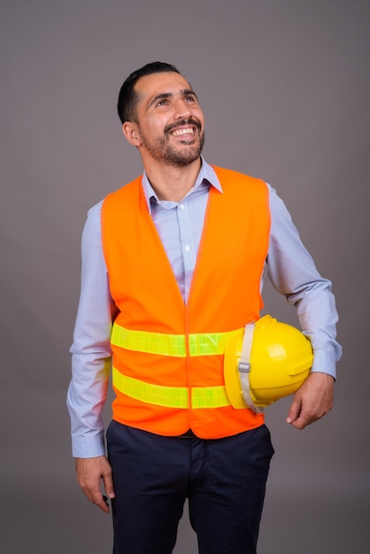 Handsome bearded man construction worker