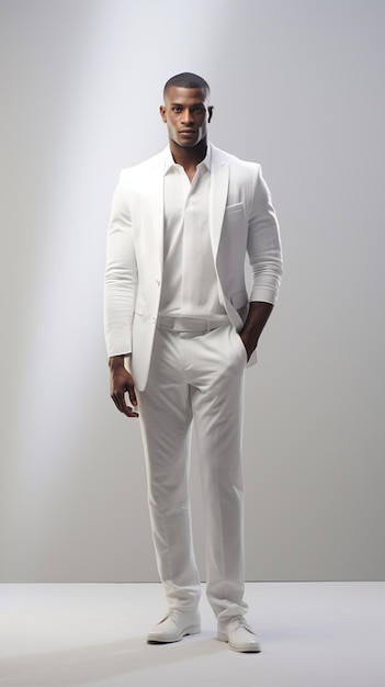 handsome black man dressed in white