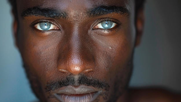 Handsome Black Man with Grey Eyes in CloseUp