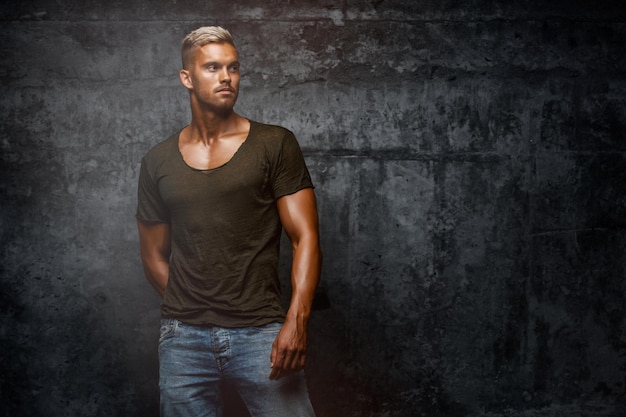 Handsome Blonde Muscular Male Fashion Model