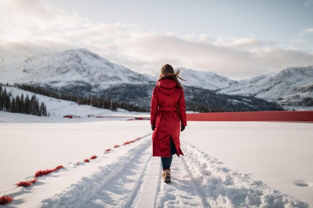 Foto un bel ragazzo con un silenziatore nero e una giacca nera a natale e la neve che cade