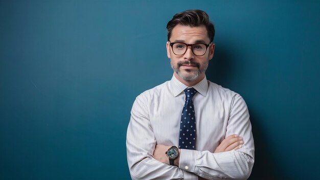 Handsome businessman in classic shirt and eyeglasses