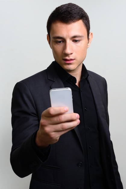 handsome businessman in suit white