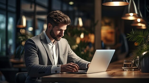 オフィスで働くハンサムなビジネスマン 若い男