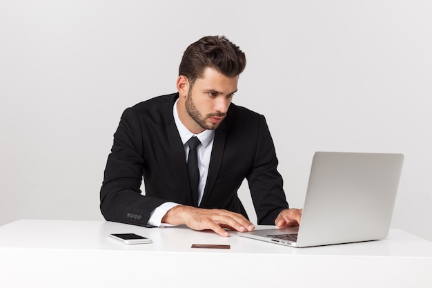 handsome businessman working in the office