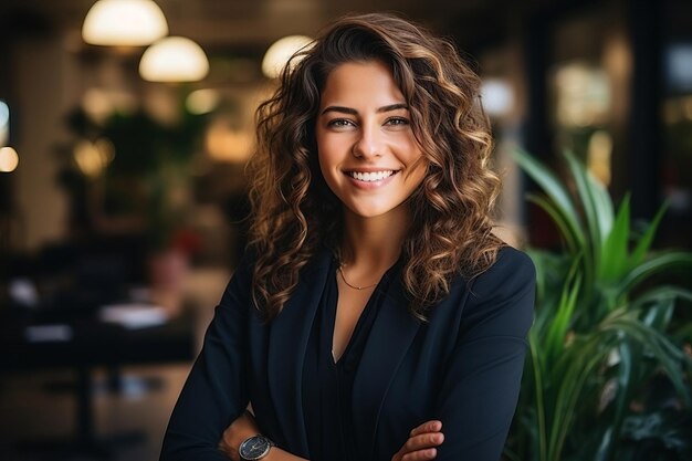 A handsome businesswoman in a office