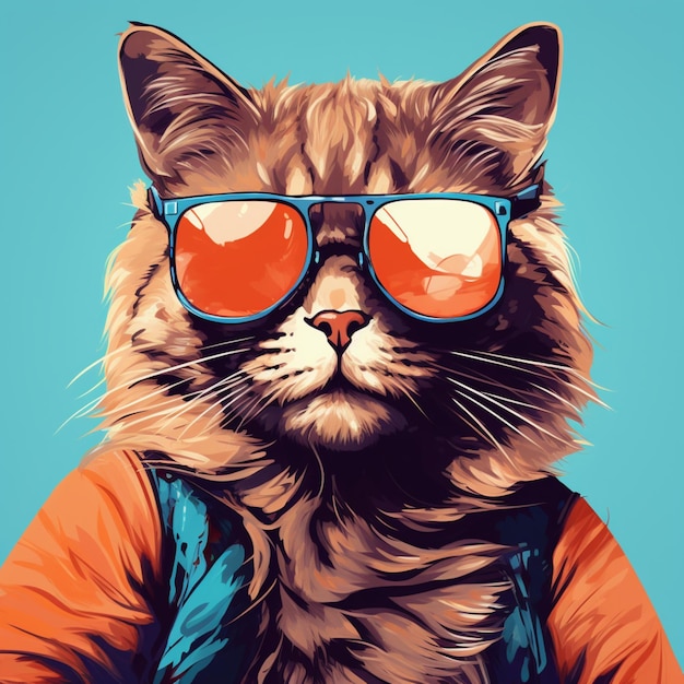 Handsome cat illustration art on background