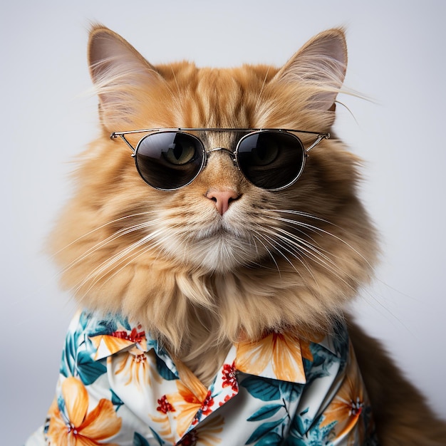 Handsome cat wearing sunglasses